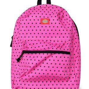 Dickies Pink Polka Dot Backpack Black Spots School Travel Bag NWOT